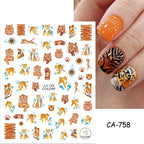 Press on Nails Tiger Symbol Nails Decals Design Fierce Wild Animal Leopard Decoration Manicure Stickers Nails Accessories Tools