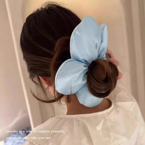 Sweet Solid Large Flower Soft Hair Band For Women Girl Lovely Hair Ornament Headband Hair Tie Scrunchie Fashion Hair Accessories