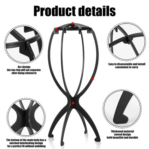 1/2/3pcs Folding Wig Stand Plastic Portable Hat Display Stand Adjustable Durable Barbershop Fashion Model Holder Home Salon Use