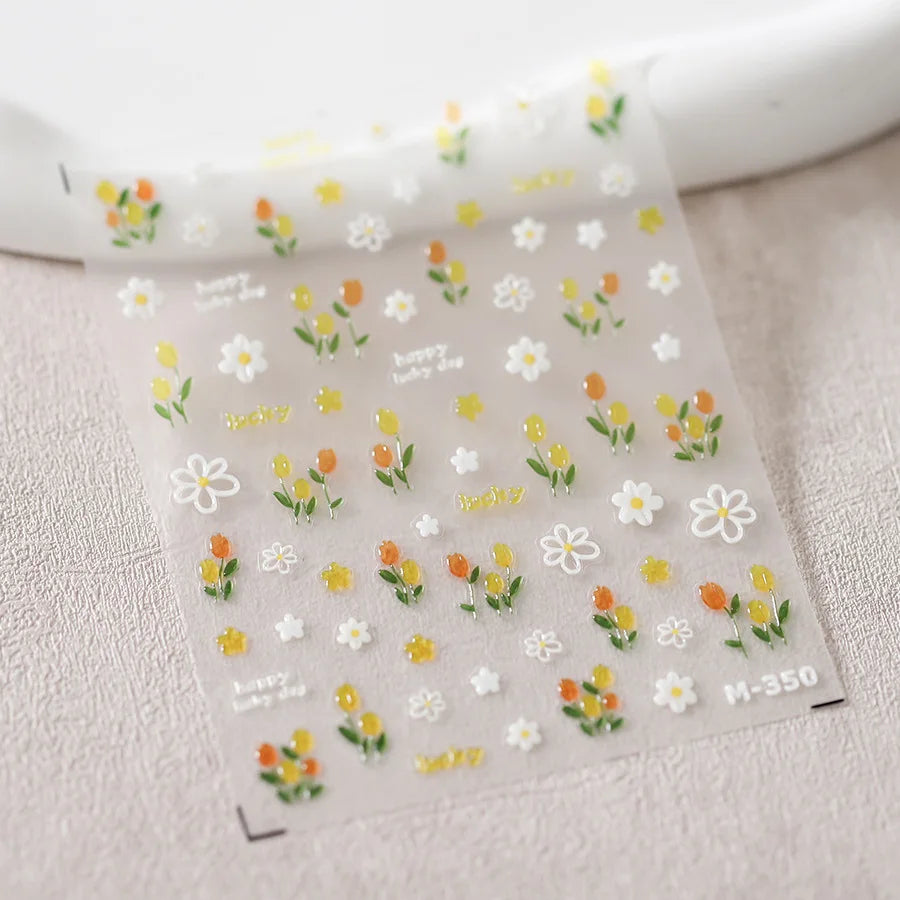 1pcs Dream Flower Window Shell Light Nail Art Stickers Japanese Flower Self Adhesive Stickers Press On Nails Decoration Decals