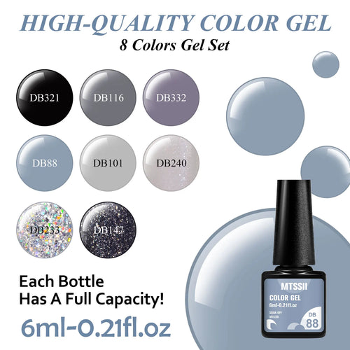 6PCS/Set Colorful Gorgeous Gel Nail Polish Kit Autumn Series Sparkling Shinning Manicure Soak Off Black White Nails Art Varnish
