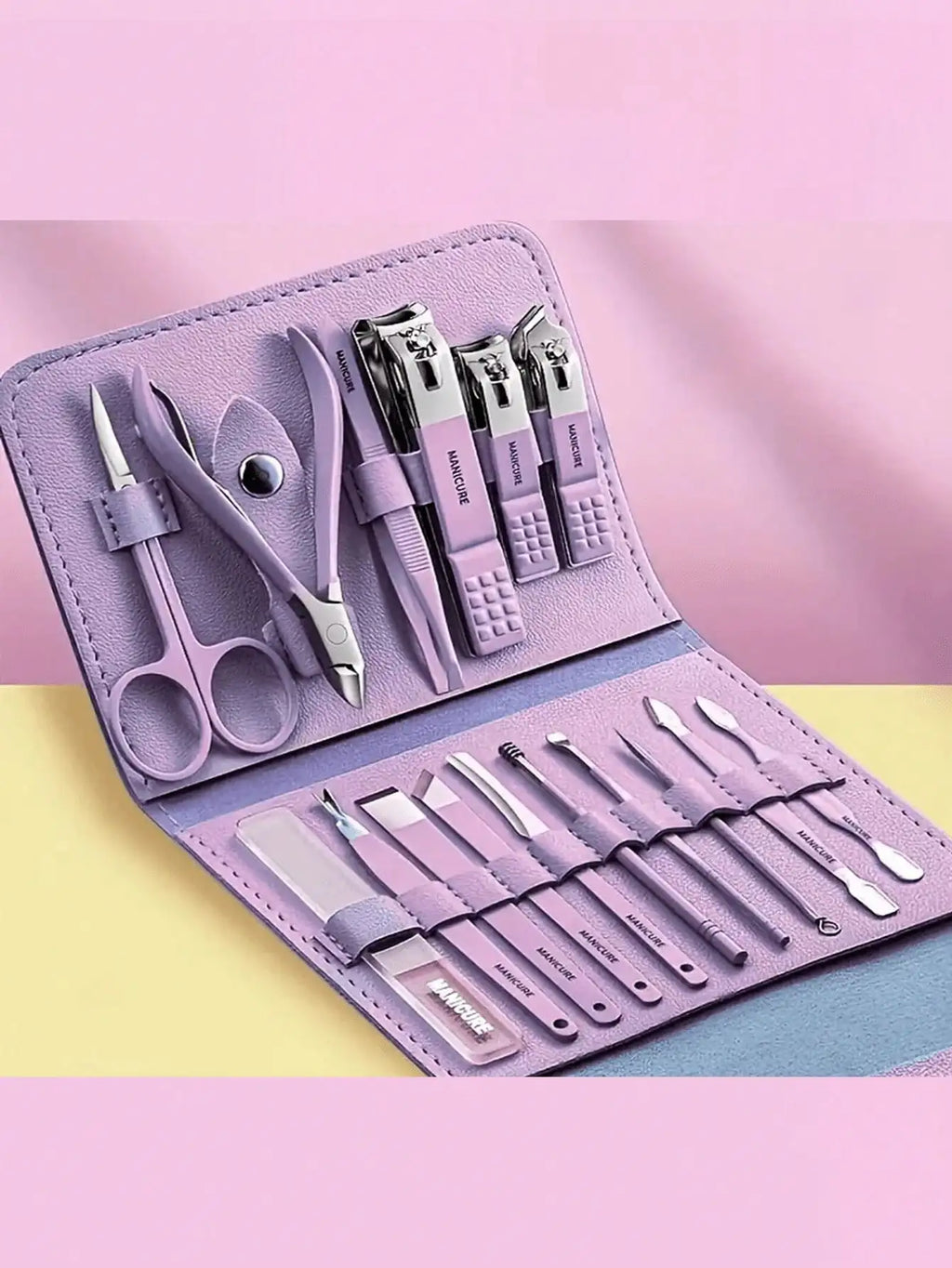 16pcs Stainless Steel Manicure & Pedicure Tool Set, Nail Care Kit, Suitable For Home, Office, Outdoor Travel, Gifts, Nail Salons, Back To School
