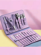 16pcs Stainless Steel Manicure & Pedicure Tool Set, Nail Care Kit, Suitable For Home, Office, Outdoor Travel, Gifts, Nail Salons, Back To School
