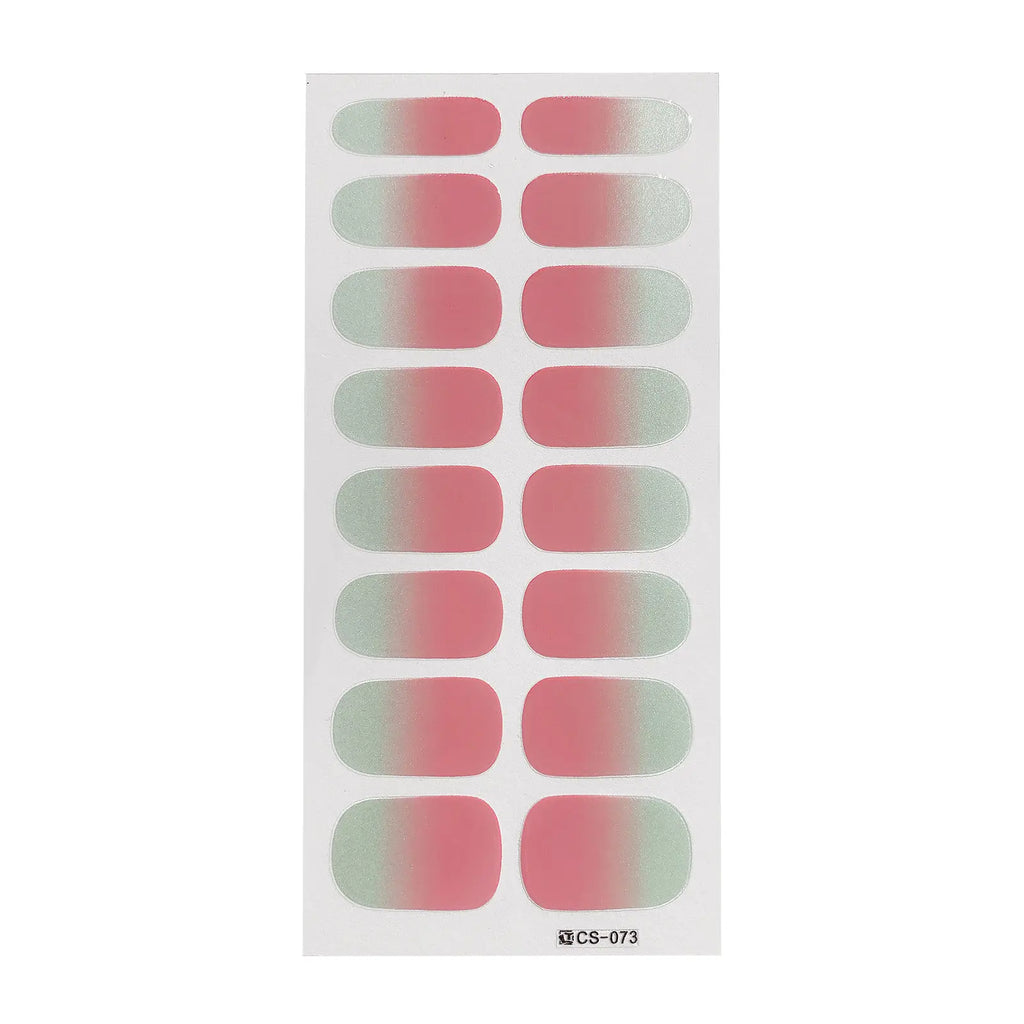 1 Sheet Semi Cured Wrap Gradient Nail Sticker Multi Color Solid Gel Full Cover Slider No Need UV Lamp Cured Fast Gel Nail Decal