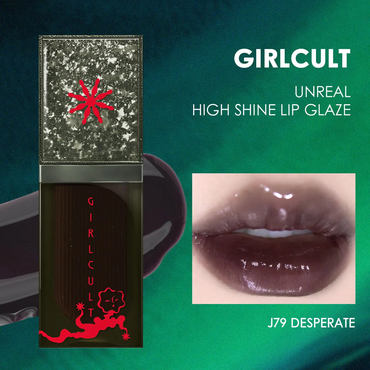 Girlcult Unreal High Shine Lip Glaze,Mirror-Like High Shine,Water-Light Lip Glaze,Party,3D Dimensional Shine,Lip-Plumping Effect