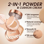 24H Long Lasting Air Cushion Cream Powder Oil Control Matte Soft Focus Concealer Pressed Makeup Foundation For Face