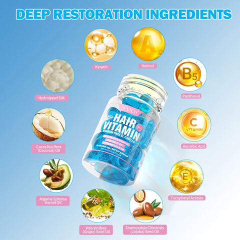 30Pcs Vitamin Leave-In Hair Care Essential Oil Hair Care Capsules Keratin Essence Protein Smooth Hair Care Essential Oil Serum