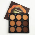 9-Color Dark Bronze Foundation Palette, Contouring, Concealer, Makeup Setting, Oil-Control Foundation, Shadow, Nose Shadow Palette, Matte Natural with Delicate Glitter