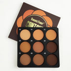 9-Color Dark Bronze Foundation Palette, Contouring, Concealer, Makeup Setting, Oil-Control Foundation, Shadow, Nose Shadow Palette, Matte Natural with Delicate Glitter