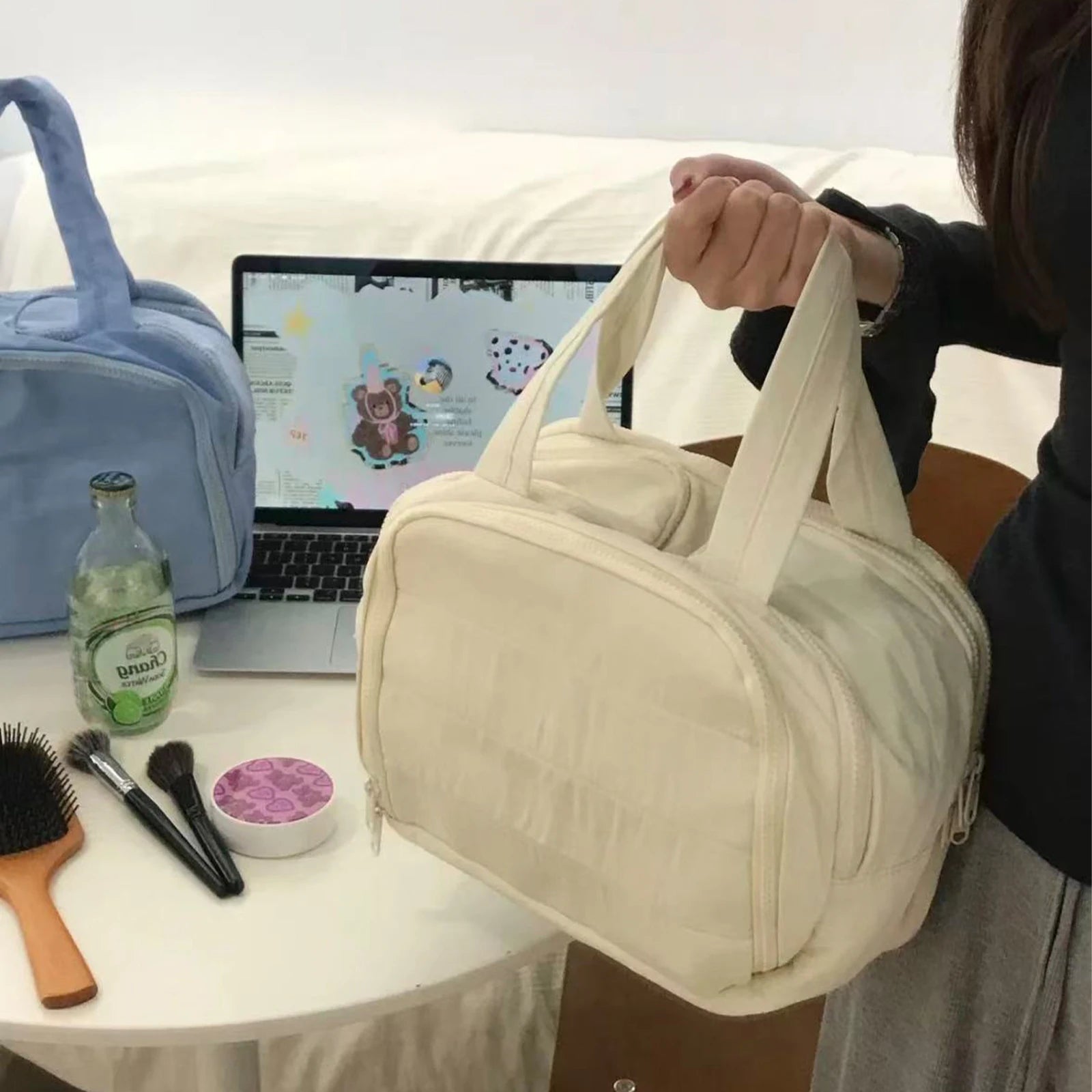 Multi opening makeup bag, suitable for commuting, travel, and home, suitable for makeup and grooming storage