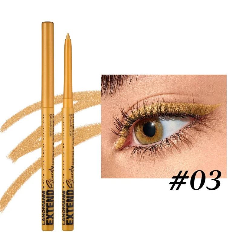 Waterproof Eyeliner Gel Pencil Gold Brown Lying Silkworm Pen Soft Easy Wear High Pigment Matte Eyeliner Lasting Shiny Eye Makeup