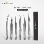 SAKURAHANA Anti-Static Eyelash Tweezers Professional High Precision Volume Extension Stainless Steel Anti-slip Makeup Tool