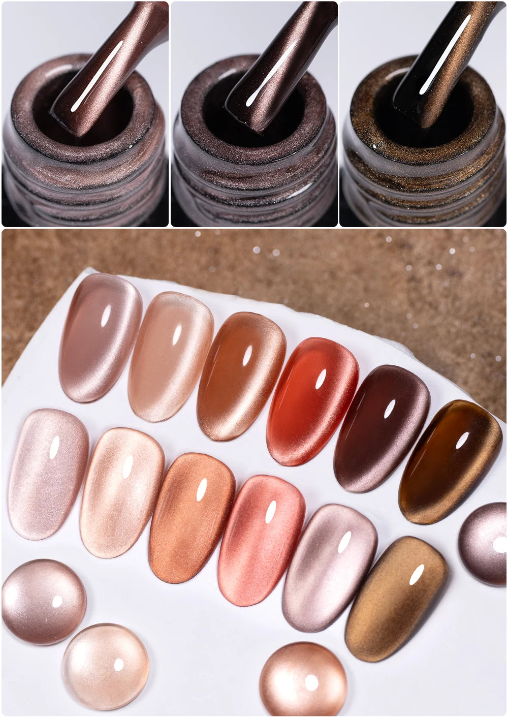 PUETNE 7.5ML Amber Moonlight Cat Magnetic Gel Nail Polish Winter Nails Jelly Glass Cat Eye Soak Off UV Semi-Permanent Varnish