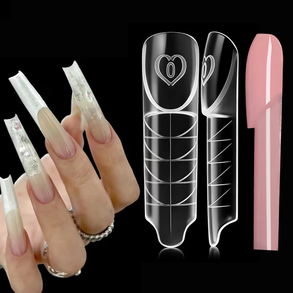 150Pcs Space French Nail Dual Forms Clear Nail Extension 15 Sizes Nail Forms Reusable Nail Tips For Gel Manicure DIY Salon Tools