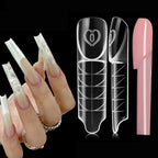150Pcs Space French Nail Dual Forms Clear Nail Extension 15 Sizes Nail Forms Reusable Nail Tips For Gel Manicure DIY Salon Tools