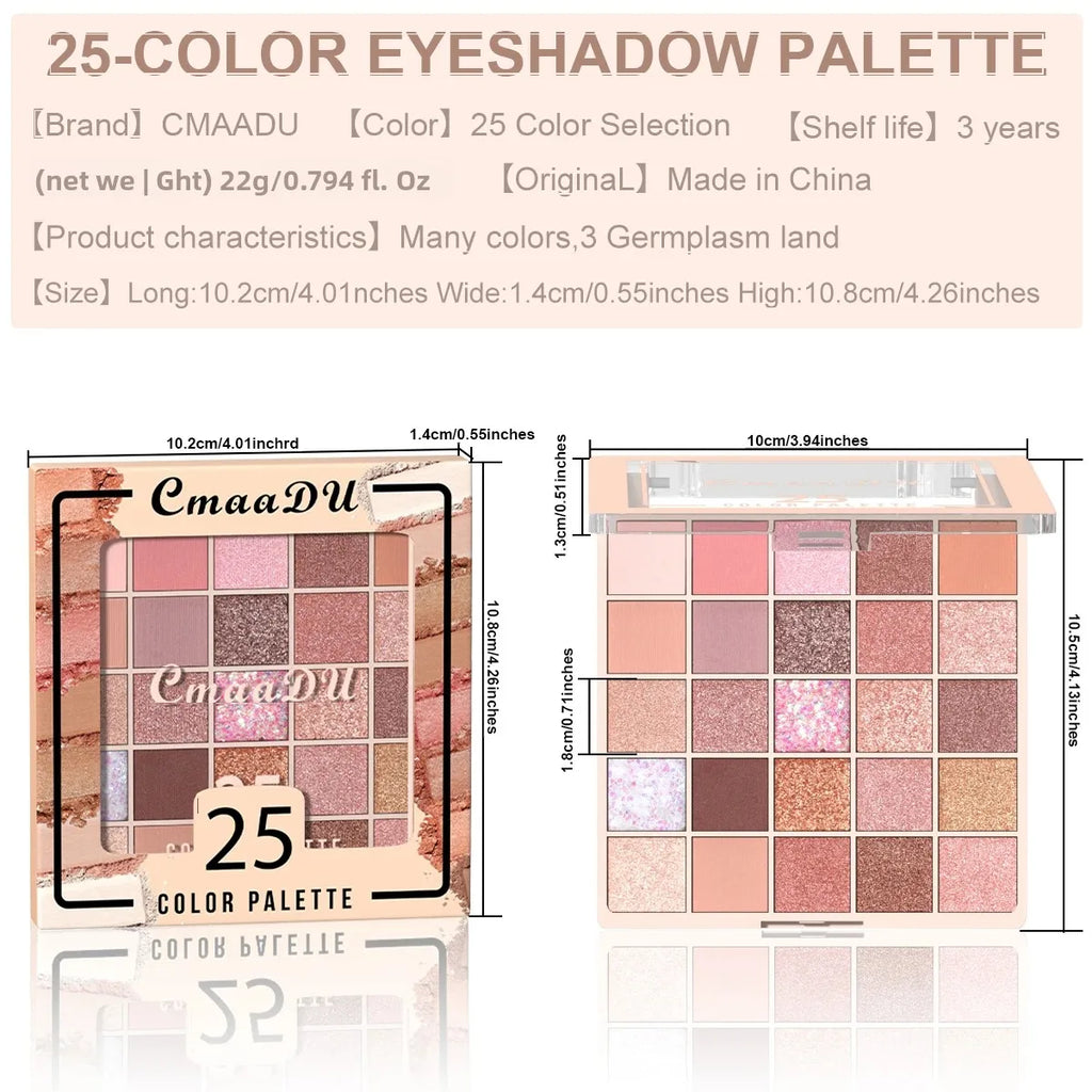 25 Color Matte Pear Eyeshadow Palette Soft Silky Rich Colors Easy Blend Long Lasting Multi Tone Makeup