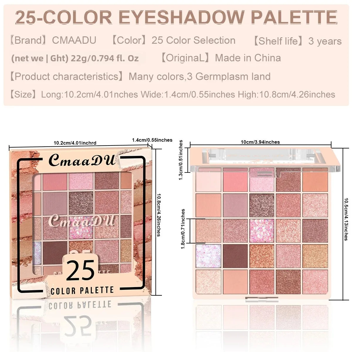 25 Color Matte Pear Eyeshadow Palette Soft Silky Rich Colors Easy Blend Long Lasting Multi Tone Makeup