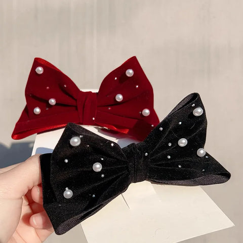 1pc Autumn/Winter New Year Wine Red Velvet Big Bow Hairpin Headpiece Celebrating Christmas Girl Hair Hairpin Accessories