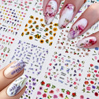 30Pcs/set Colorful Butterfly/Flowers Nail Stickers Kawaii Cute Mini Rose/Lavender/Sunflower Nail Decal DIY Adhesive Nail Floret