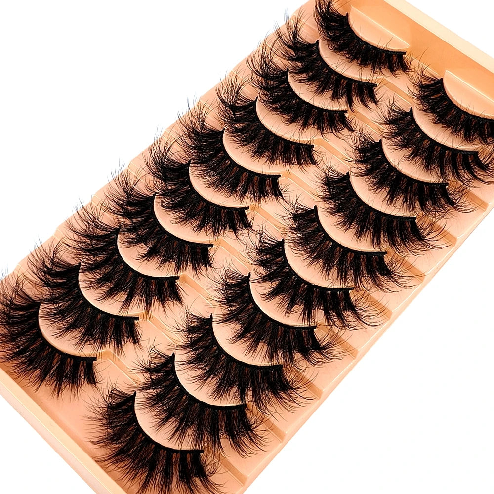 10 pairs of Russian striped eyelashes fluffy artificial mink eyelashes 3D fake eyelashes Russian curly eyelashes fake eyelashes
