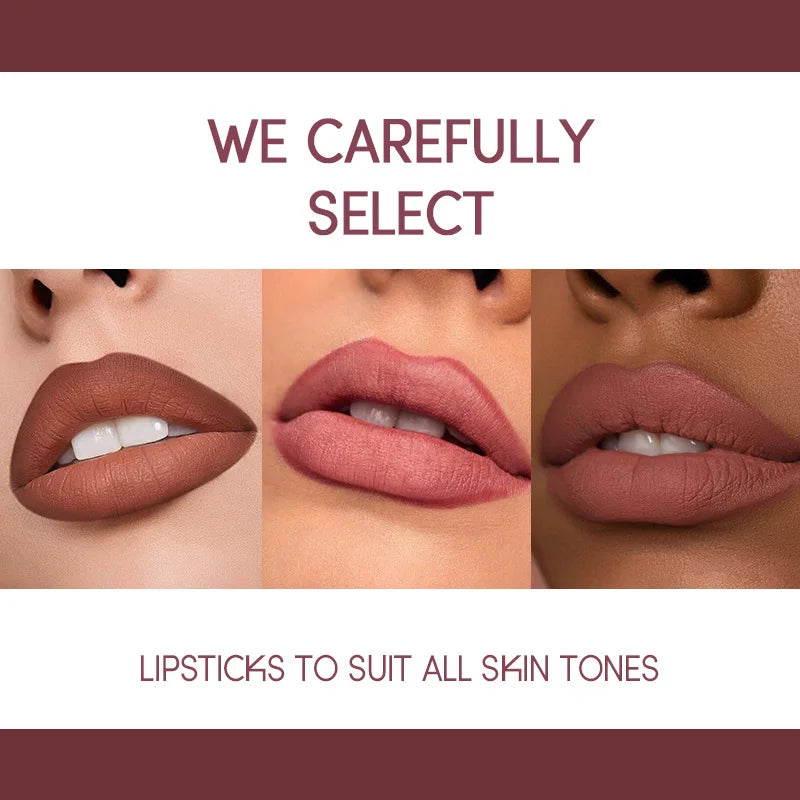 USHAS 12 Color Matte Lipstick Set Long-lasting Waterproof Lipstick + Lip Liner Set Easy Coloring Non-Stick Cup Lip Makeup Suit