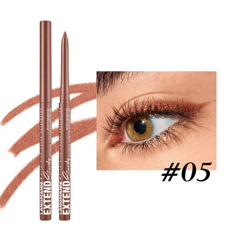 Waterproof Eyeliner Gel Pencil Gold Brown Lying Silkworm Pen Soft Easy Wear High Pigment Matte Eyeliner Lasting Shiny Eye Makeup