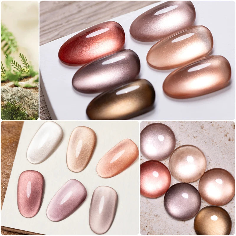 PUETNE 7.5ML Amber Moonlight Cat Magnetic Gel Nail Polish Winter Nails Jelly Glass Cat Eye Soak Off UV Semi-Permanent Varnish