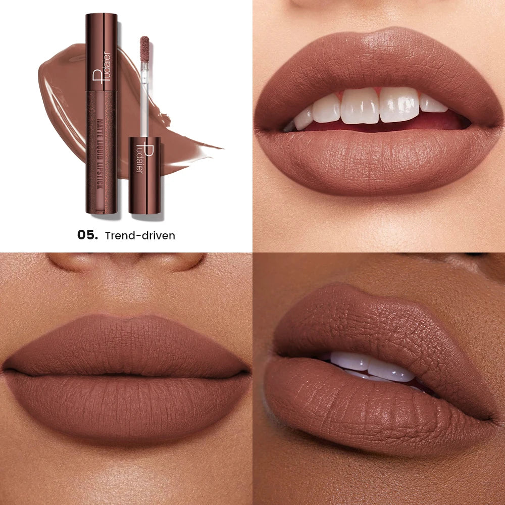 Pudaier Velvet Matte Liquid Lipstick | Waterproof & Transfer-Proof Lip Gloss | Long Lasting Lip Stain (5 Shades) | Kiss Proof, N