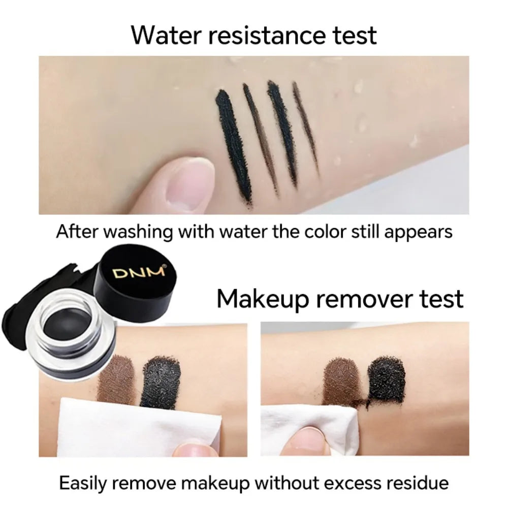 Waterproof Matte Black Eye Liner Paste with Blade Brush Soft Easy Coloring Slim Bold Gel Eyeliner Silkworm Cream Natural Tint