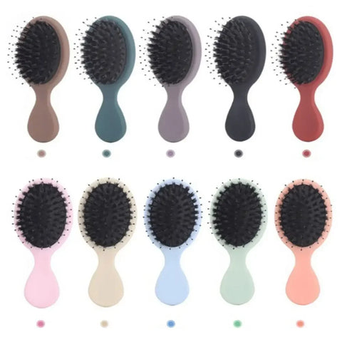Portable Mini Paddle Brush Pig Bristle Matte Pocket Wet Brush Lightwear Frosted Hair Comb Holiday Vocation