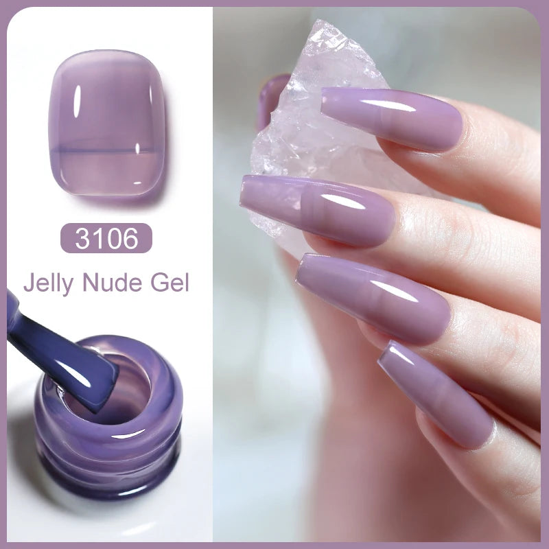 Arte Clavo Transparent Nude Pink Color Jelly Gel Nail Polish Semi Permanent 15ml Top Coat Soak Off UVLED Varnish Nail Art Design