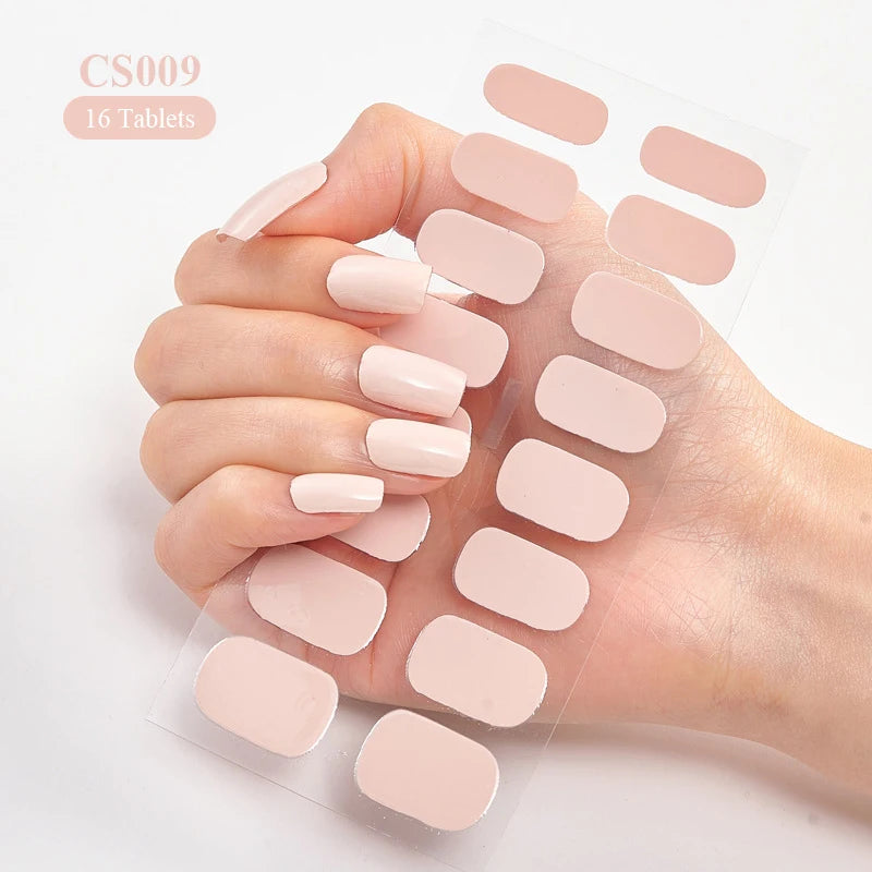 14/16Tips Full Cover Gradient Nail Stickers Multi Color Self Adhesive Slider No Need UV Lamp Cured Press ON Nail Decal