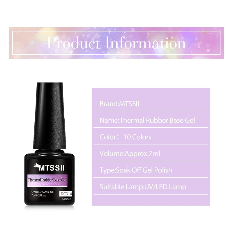 Mtssii 7ml Changing AurorasThermal Rubber Base Gel Nail Polish Nude Purple Glitter Sparking Long Lasting Manicure Art Varnish