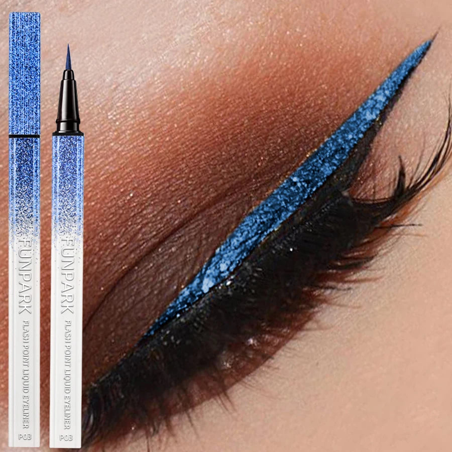 Bule Shimmer Waterproof Eyeliner Pen High-shine Liquid Eyeliner Korean Makeup Easy to Wear Cosmetics Smudge-Proof  Eye Cosmetics