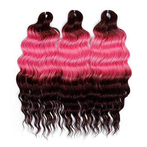 Anna Hair Synthetic Loose Deep Wave Braiding Hair Extensions 24 Inch Water Wave Braid Hair Ombre Blonde Twist Crochet Curly Hair