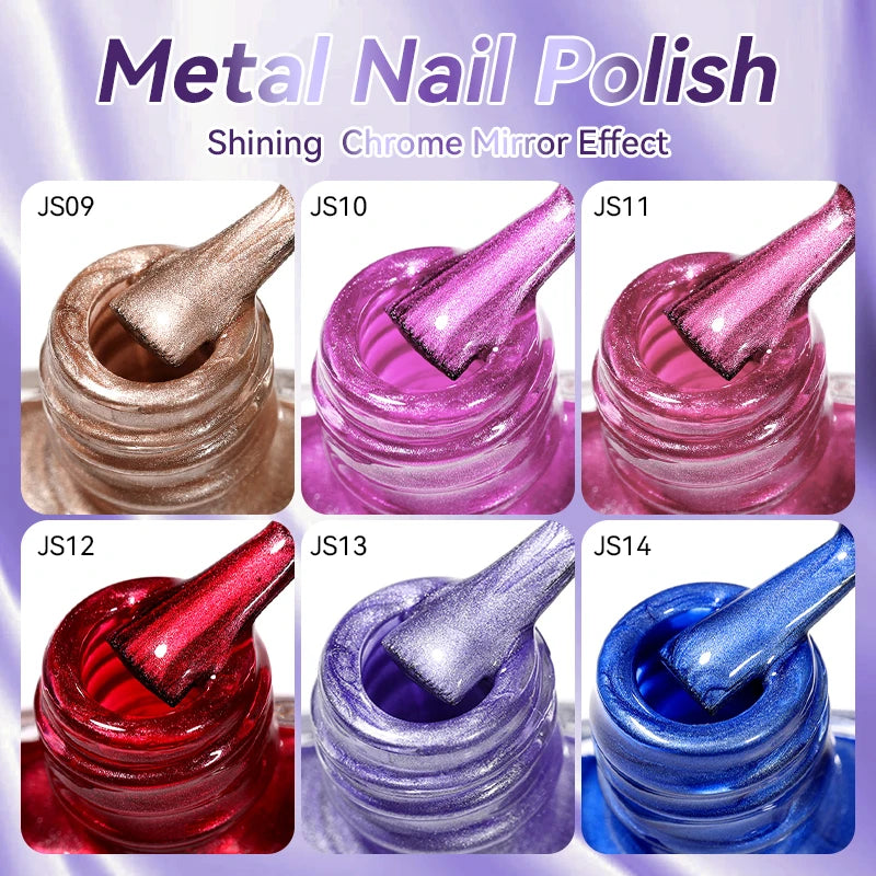 LILYCUTE 7ml  Mirror Metallic Nail Polish No Need of UV LED Lamp Nail Supplies Vernis Red Purple Mirror Effect for Nails
