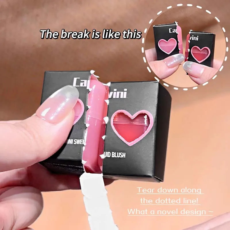 Cappuvini Mini Moisturizing Liquid Blush Energetic Pink Cheek Rouge Korean Style Blusher Long-Lasting Easy to Apply