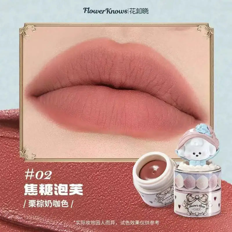 Flower Knows Strawberry Cupid Lipmud Cake Lipstick Velet Matte Lip Cream Soft Mist High CoverageMakeup Smooth Preventing Fading