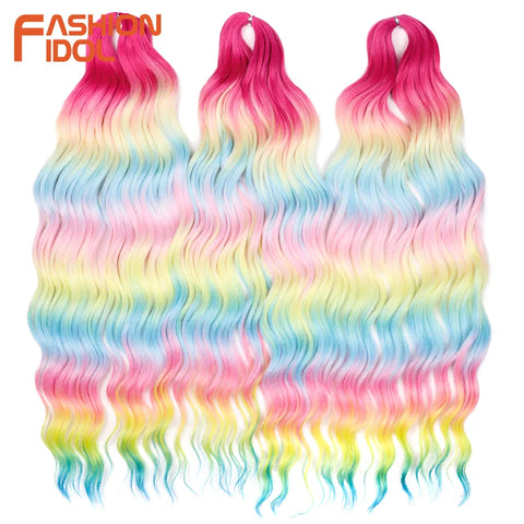 Anna Hair Synthetic Loose Deep Wave Braiding Hair Extensions 24 Inch Water Wave Braid Hair Ombre Blonde Twist Crochet Curly Hair