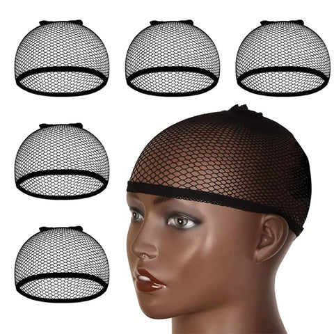 Long Wig Caps, Open End Mesh Net Liner Weaving Cap, Wig Caps ForWomen Black Pack Of 6 Pcs