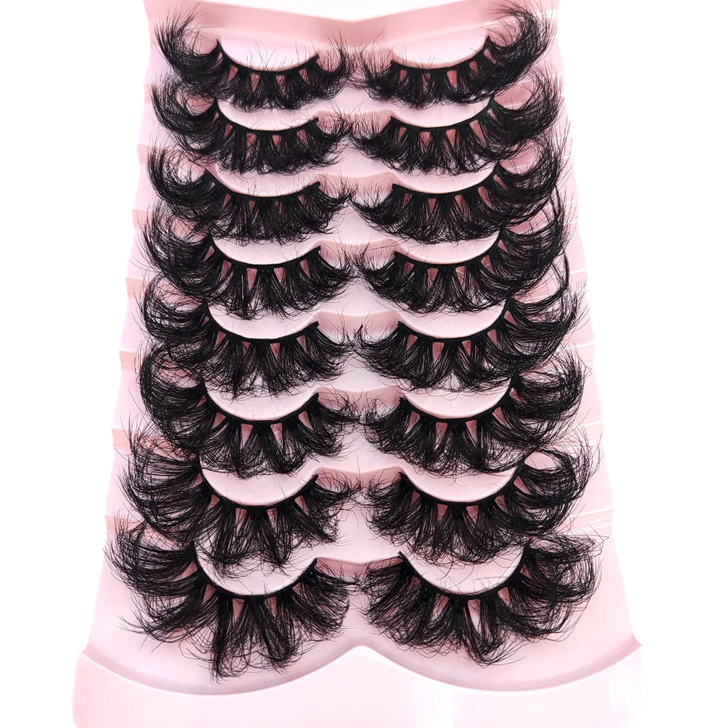 HBZGTLAD 5/8 Pairs of Natural Russian Striped Mink Lashes 3D False Lashes Volume Wavy False Lashes Eyelash Extensions Makeup