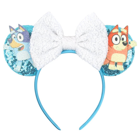 2023 Disney Christmas Mickey Ears Headband For Girls Sequins Bow Festivall Party Hairband DIY Hair Accessories