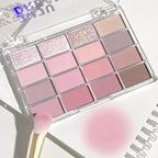 JUJU DREAM 16-Color Earth Tone Eyeshadow Matte & Shimmer Palette, Lying Silkworm Brightener for Soft Daily Makeup