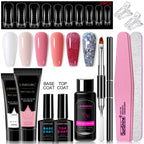 Poly Nail Gel Set for Extension Nails, Long Lasting, Natural-looking, Strong Builder Enhancement for Salon Manicure DIY at Home