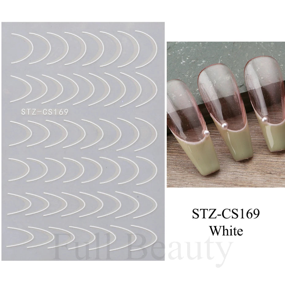 3pcs/set 3D Simple Lines Nail Stickers Rose Gold Metal Stripe Letters Decals Curve Gel Nails Art Sliders Polish Manicure Decor