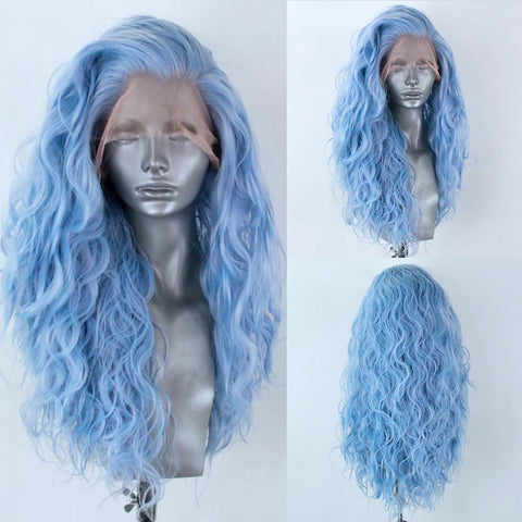 AIMEYA 13*4 Synthetic Lace Front Wigs for Women White Blonde Lace Wig Heat Resistant Fiber Natural Hairline Cosplay Party Wigs