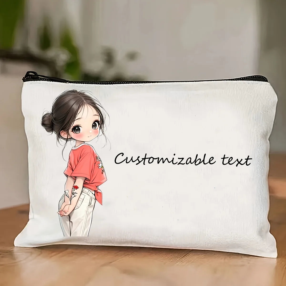 Chic Custom Name Unique Vintage Cute Floral Makeup Bags for Girls Cosmetic Pouch Toiletry Bag Pencil Case Travel Storage Handbag