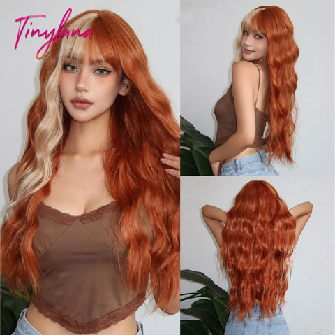 Long Curly Green Wave Synthetic Wigs with Bangs for Women Christmas Grass Green Cosplay Wigs Daily Natural Hair Heat Resistant