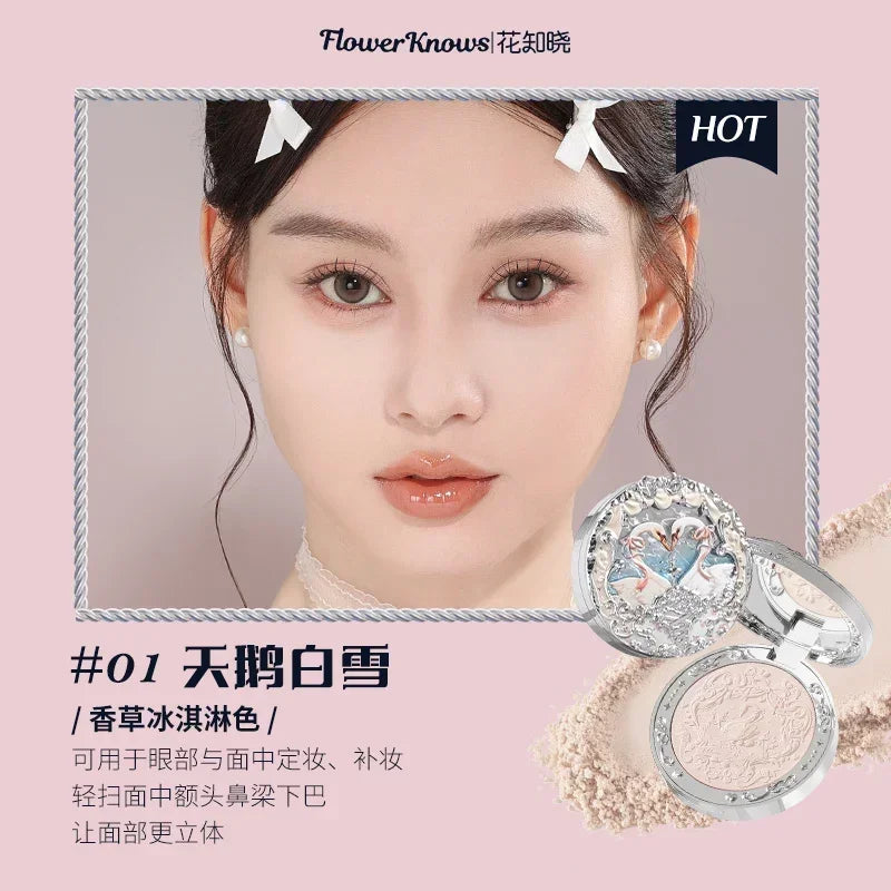 Flower Knows All series Swan Ballet Velvet Embossed Blush Matte Makeup Pressed Blusher Powder Pallet Women Gift Set