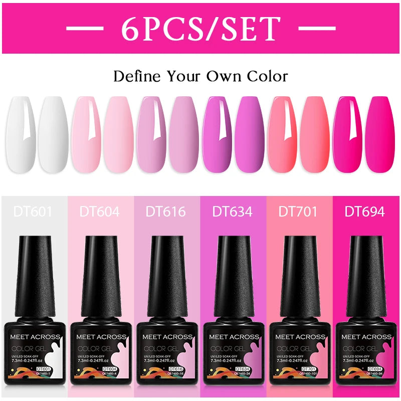6pcs Nail Gel Polish Set Nude Pink Red UV/LED Nail Art Vernis Gel for Manicure Design All-Season Semi Permanent Quick Dry